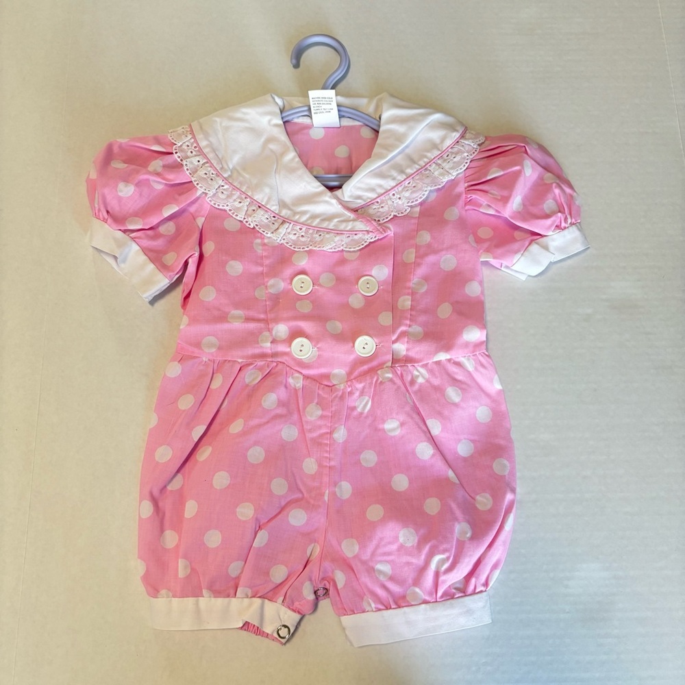 Vintage Pink Polka Dot Kids Bodysuit